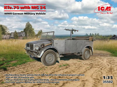ICM Modelbouwpakket Auto - 35502 Kfz.70 met MG 34 - Duits Militair Voertuig WWII Plastic - 1:35 - Modelbouw