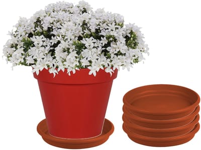 Hega Hogar Opvangbord - 5x - terracotta - kunststof - D35 cm - onderschaal/opvangbord