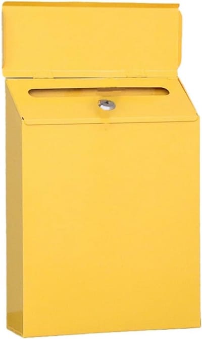 Brievenbus met slot - Buitenpost - Veilig post ontvangen - IJzeren deur - 30 x 23 x 7 cm - Geel