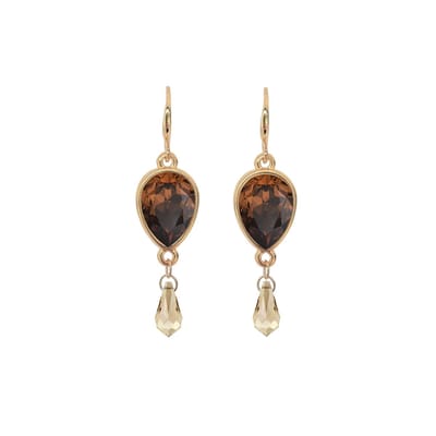 Smoked Topaz Bling oorhangers - Swarovski - bruin - verguld - Bliss Label