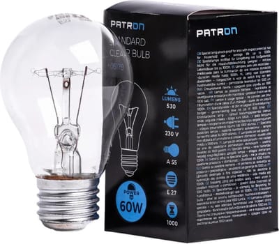 Patron E27 Gloeilamp | 60W 2700K 530Lm | Dimbaar