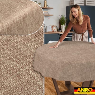 ANRO Tafelkleed Effen linnenlook Meerkleurig Rond Ø100cm Met sierband Afwasbaar Waterafstotend