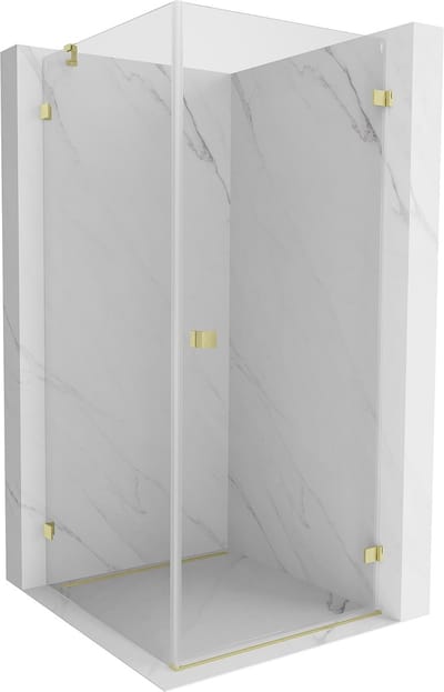 Mexen Lunar-B douchecabine scharnierend rechts 80 x 80 , transparant, geborsteld goud - 832-080-080-55-00-P