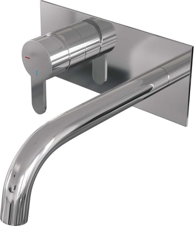 Brauer Chrome Edition inbouw wastafelmengkraan met gebogen uitloop en afdekplaat model D2 chroom