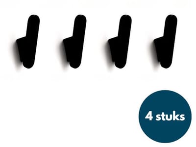 Houten Wandhaken - Retro kapstokhaken - Ophanghaken - Handdoekhaken - Jashaken - 4 stuks - Zwart