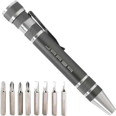 Multifunctionele Schroevendraaier - Pen Schroevendraaier - Fijnmechanica Reparatie - Geïntegreerde Bit Opslag - 14 x 110 mm - Antraciet