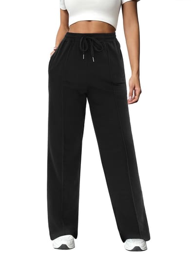 Dailygoods- Joggingbroek Dames Hoge Taille - Lange Sportbroek - Effen Casual Broek - Met Zakken - Elastisch Trekkoord - Katoen/Elastaan