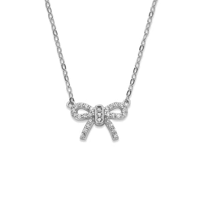 New Bling - 9NB-1548 - zilveren ketting met strik - 925 sterling silver - rhodium plated - 40+5cm