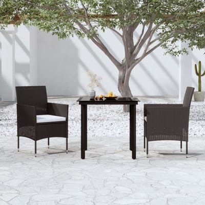 vidaXL - 3-delige - Tuinset - met - kussens - zwart