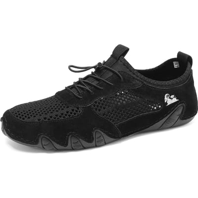 Zomer Nieuwe Heren Casual Sneaker plus Size Naaien Leer Mesh Schoenen 48 black