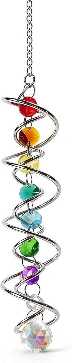 Kleurrijke Zonvangende Crystal Wind Spinner met Zeven Chakra Parels voor Binnen en Buiten Gebruik