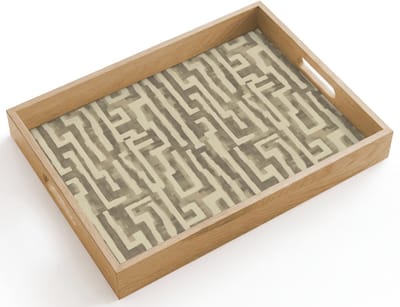 Dienblad hout 40x30 cm - Schootdienblad - Abstract - Geometrisch - Groen - Borrelplank rechthoek - Plateau dienbladen
