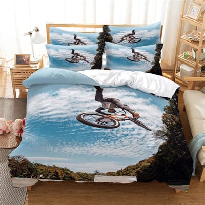 Fietsrace Beddengoed 3-delig Digitale Print Cartoon Effen Weefsel Ambachtelijk Voor Noord-Amerika En Europa Beddengoed Collectie Queen EU single(135x200cm) gray