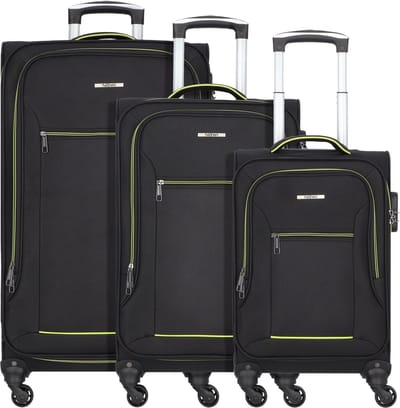 NOWI Sevilla 4 wielen Kofferset 3-delig - Zachte bagage - Combinatieslot - sz-lime