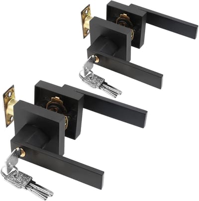 Dailygoods - Set van 2 Deurklinken met Slot en Sleutel