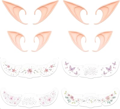 Zachte elfenoortjes met zomerfreckles, tattoo stickers voor kostuums, cosplay en feesten