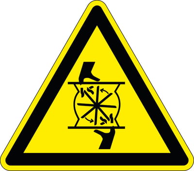 Pas op voor roterend mes sticker 25 mm - 10 stuks per kaart