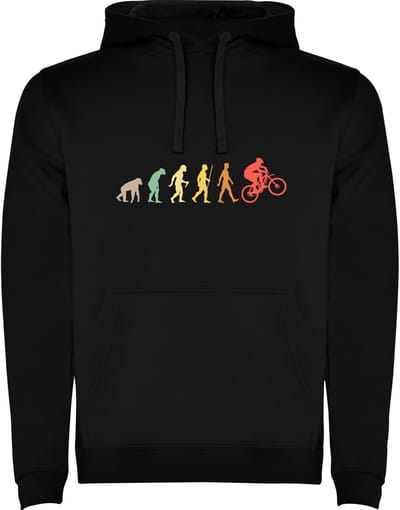 Hoodie Zwart Evolutie Mountainbike RETRO - Sport - Humor Maat M