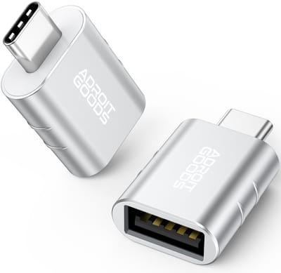 AdroitGoods Set van 2 USB-C naar USB-A 3.1 Adapter - 2 stuks - Converter - USB C to USB A HUB - Silver