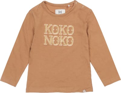 Koko Noko U44919 Tops & T-shirts Meisjes - Shirt - Camel - Maat 86