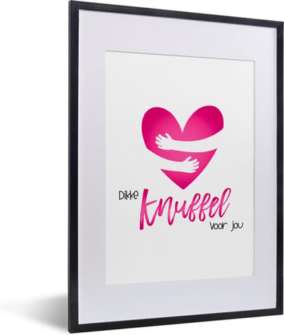 Fotolijst incl. Poster - Get well soon - Spreuken - Hartje - Knuffel - 30x40 cm - Posterlijst