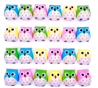 Allecto - Uil Puntenslijper - Dubbele Puntenslijper - Kinderspeelgoed - Geel, Blauw, Groen, Roze - Perfect voor Kinderen - Verjaardagscadeau, Kerstmis