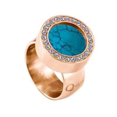 Quiges RVS Schroefsysteem Zirkonia Ring Rosegoudkleurig 16mm met Verwisselbare 12mm Mini Munt - SLSRS50316