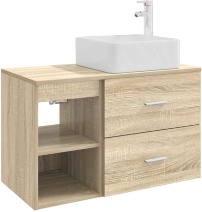 vidaXL - Badkamermeubel - Set - 2 - st - Sonoma - Eiken - Bewerkt - hout