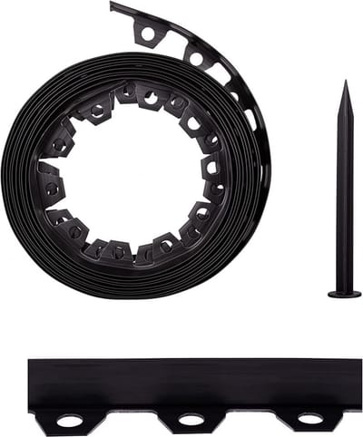 Graskanten maairand, zwart, lengte, gazonrandband, bloembedden, tuinpaden, gazonbegrenzing, flexibele palissade, gazonplaten voor tuin, binnenplaats, park, zwart, 10 cm x 10 m