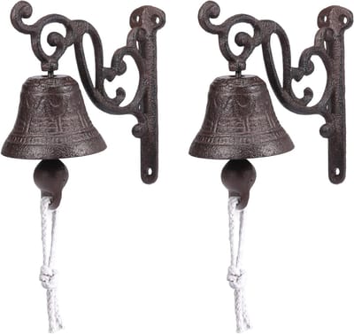 Deurbel Set - Gietijzeren Bel - Maaltijden Aankondigen - Heldere Klank - 2 Stuks - Brons