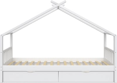Vitalispa Design Huisbed – 90x200 cm met 2 laden Wit