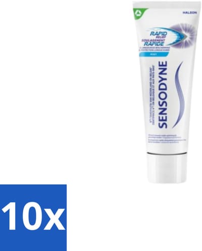 10 x Sensodyne – Tandpasta – Rapid Relief – 75 ml - Gevoelige Tanden - Tandpasta - Pijnverlichting - Tandgevoeligheid - Sensodyne Rapid Relief