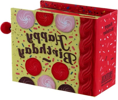 Boek Muziekdoos - Draaiende Melodie - Verjaardag Vieren - Traditioneel Mechanisme - 6 x 5 x 3 cm - Geïllustreerd