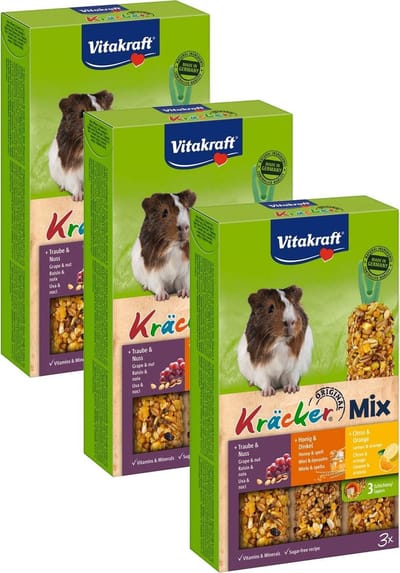 Vitakraft Cavia Kracker 3in1 - Knaagdiersnack - 3 x Honing&Popcorn&Active