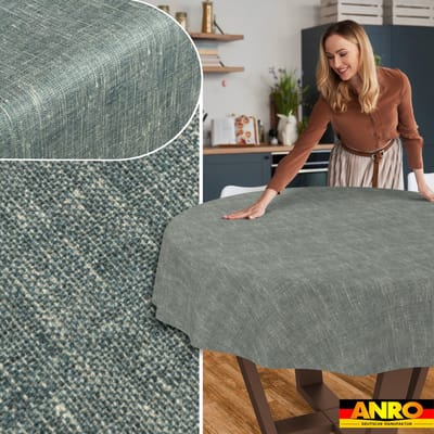 ANRO Tafelkleed Effen linnenlook Meerkleurig Rond Ø140cm Rechte rand Afwasbaar Waterafstotend