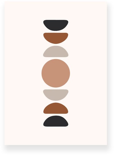 Poster 20x30 cm - Abstracte Geometrie - Bruin - Beige - Japandi - Minimalistisch - Muurdecoratie - Wanddecoratie