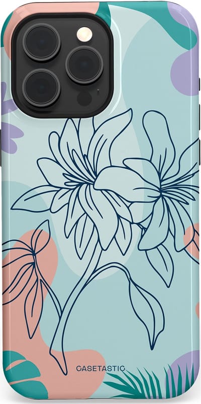 Casetastic Hoesje Geschikt voor Apple iPhone 15 Pro Max Magsafe - Stijlvolle Beschermende Duo-layer Case - Mint Bloemprint
