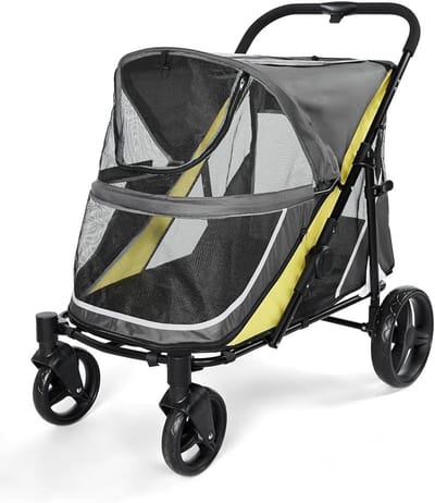 Huisdierenwagen - Hondenbuggy - Comfortabel Reizen - Inklapbaar Ontwerp - Tot 50 kg - Grijs