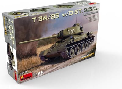 MiniArt Modelbouwpakket Militaire voertuigen - 35290 T-34/85 w/D-5T Plant 112 Spring 1944 w Interior Kit Plastic - 1:35 - Modelbouw