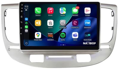 Geschikt voor Kia Rio - Zilver (2005 t/m 2011) | 9 inch Android 15.0 CarPlay autoradio | Draadloos CarPlay & Android Auto | 2GB RAM + 32GB | Mic, Camera (AHD) & DAB+ | Bluetooth & WiFi | NAVIBOP NB-1797 | Bouwjaar 2005 t/m 2011