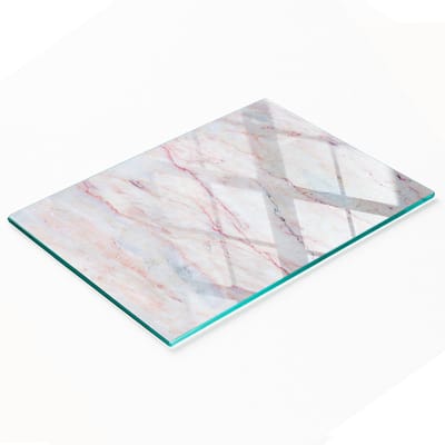 Keuken serveerplank van gehard glas met marmerprint, 80x52 cm