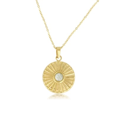 My Bendel - Goudkleurige Ketting Amazonite Zonnetjes Hanger - Goudkleurige Amazonite Ketting met Zonnetje Hanger - met Luxe Cadeauverpakking | Sieraden Voor Dames