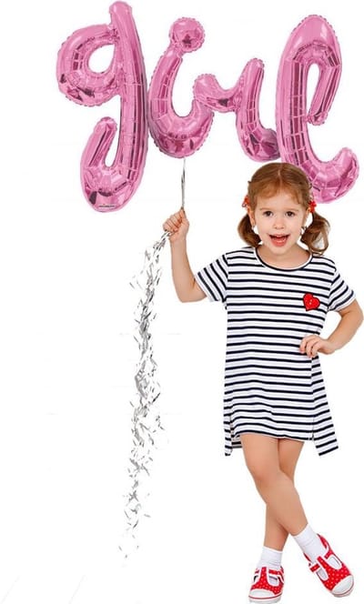 Folieballon Girl roze 91cm leeg
