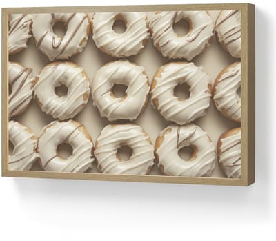 Wandlamp 60x40 cm - Oplaadbaar - Donuts - Chocolade - Wit - Beige - Wandlampen binnen woonkamer - Slaapkamer lamp - Decoratieve nachtlamp - Vloerlamp draadloos