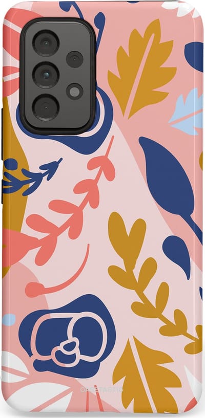 Casetastic Hoesje Geschikt voor Samsung A53 - Stijlvolle Beschermende Duo-layer Case - Roze Bladeren