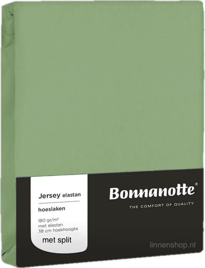 Bonnanotte Hoeslaken Split(topper) Jersey Elastan Mosgroen 180/200x200/220