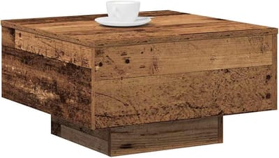 Salontafel Hout - Bijzettafel Woonkamer - Dranken Plaatsen - Robuust Ontwerp - 55x55x31 cm - Oud Hout