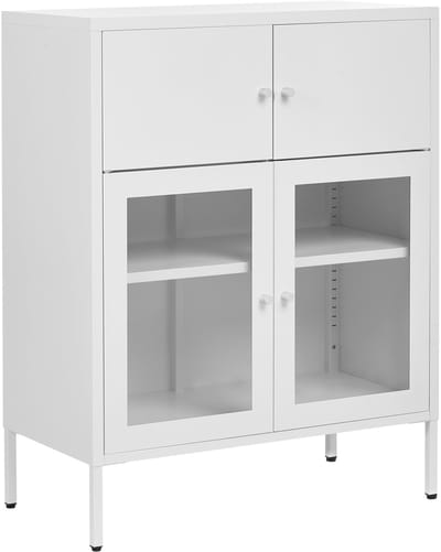ESHOLT - Vitrinekast - Wit - IJzer