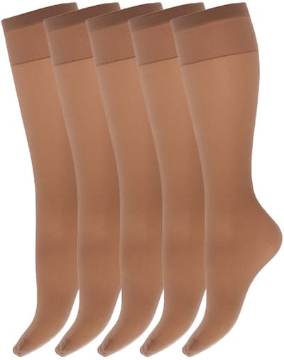 Zijdeglans pantykousen | 15 Denier | Merk: Marianne | Maat: One Size | Kleur: Muscat | 5 Paar