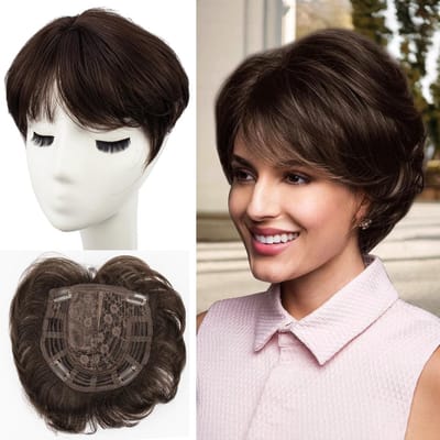 Magic Pixie Hair Topper Clip-in voor Dames met Dunner Wordend Haar - Natuurlijke Uitziende Synthetische Haarstukken met Pony voor Meer Haarvolume en Volle Look
